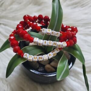 Handcrafted Manifest Statement Beaded Inspiration Bracelet Set